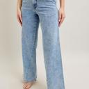  Judy Blue High Waist Stone Wash Retro Skewed Hem Wide Leg Denim Jeans 82654