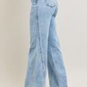  Judy Blue High Waist Stone Wash Retro Skewed Hem Wide Leg Denim Jeans 82654