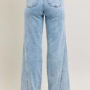  Judy Blue High Waist Stone Wash Retro Skewed Hem Wide Leg Denim Jeans 82654