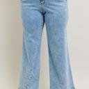  Judy Blue High Waist Stone Wash Retro Skewed Hem Wide Leg Denim Jeans 82654 - Plus