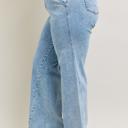  Judy Blue High Waist Stone Wash Retro Skewed Hem Wide Leg Denim Jeans 82654 - Plus