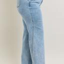  Judy Blue High Waist Stone Wash Retro Skewed Hem Wide Leg Denim Jeans 82654 - Plus