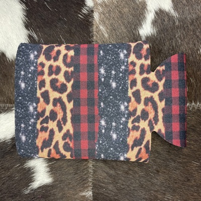 The Swanky Blossom Regular Can Cooler, Leopard Plaid