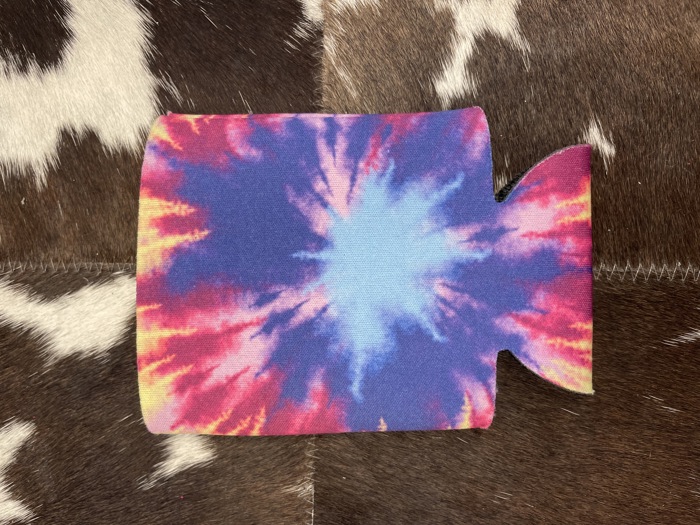 The Swanky Blossom Regular Can Cooler, Blue Tie Dye