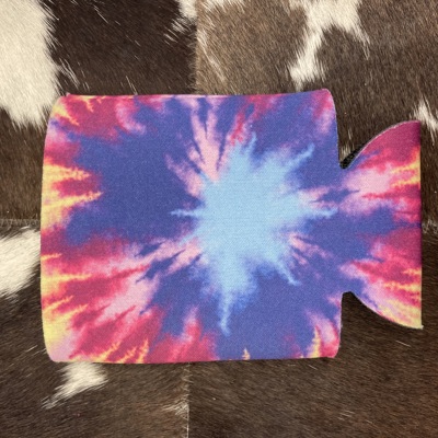 The Swanky Blossom Regular Can Cooler, Blue Tie Dye