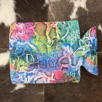 The Swanky Blossom Regular Can Cooler, Rainbow Snakeskin
