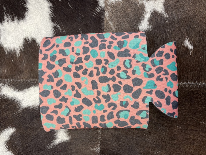 The Swanky Blossom Regular Can Cooler, Peach Leopard