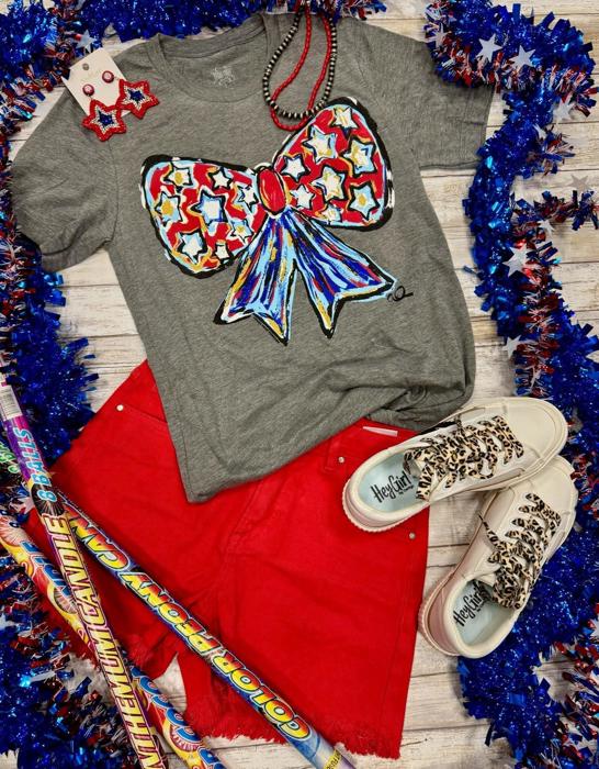 Texas True Threads Callie Ann Stelter Patriotic Bow Tee - YOUTH