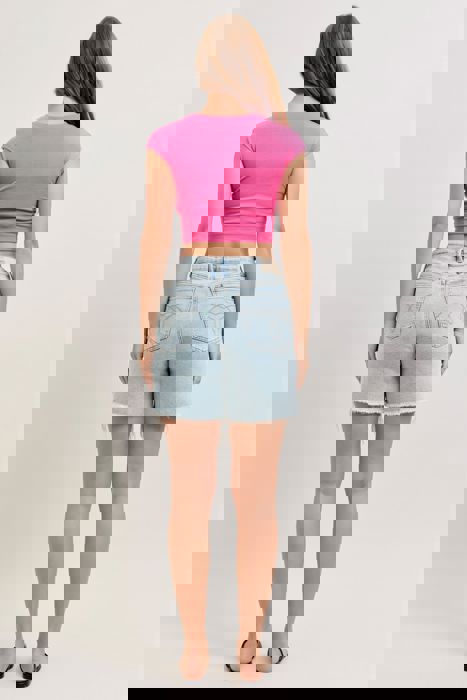 Judy Blue High Waist Rigid Magic Phone Pocket Dad Denim Short 150363