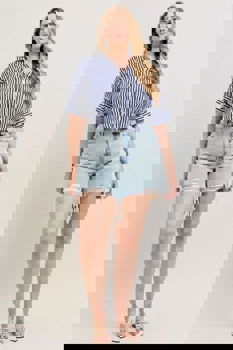 Judy Blue High Waist Rigid Magic Phone Pocket Dad Denim Short 150363