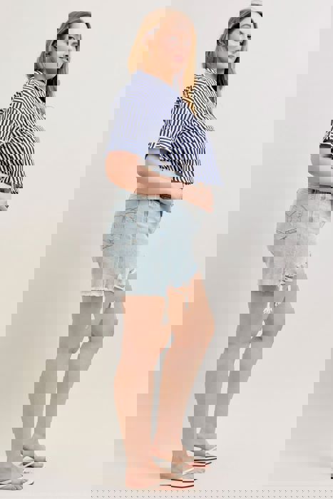 Judy Blue High Waist Rigid Magic Phone Pocket Dad Denim Short 150363