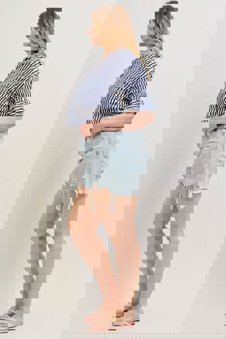 Judy Blue High Waist Rigid Magic Phone Pocket Dad Denim Short 150363