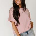  Ampersand Boyfriend Short Sleeve Top - Pink, Blue & White