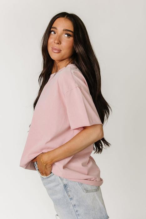 Ampersand Boyfriend Short Sleeve Top - Pink, Blue & White