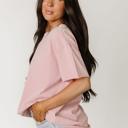  Ampersand Boyfriend Short Sleeve Top - Pink, Blue & White