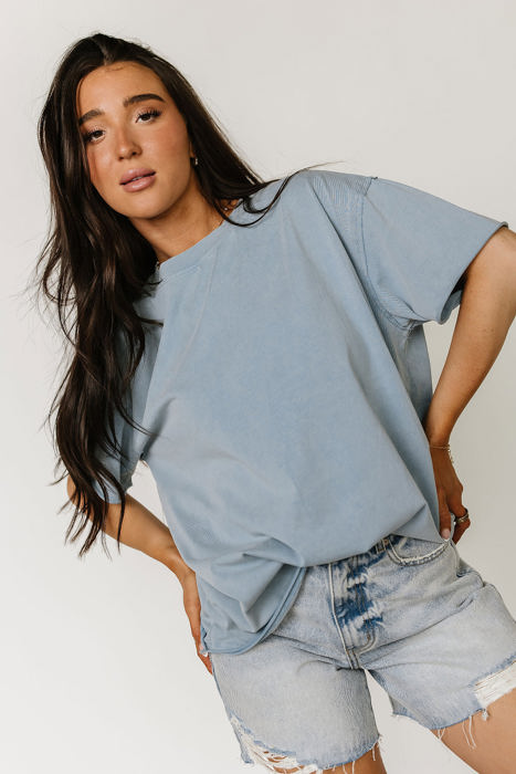 Ampersand Boyfriend Short Sleeve Top - Pink, Blue & White