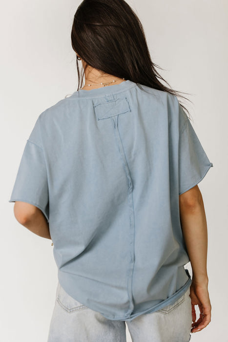 Ampersand Boyfriend Short Sleeve Top - Pink, Blue & White