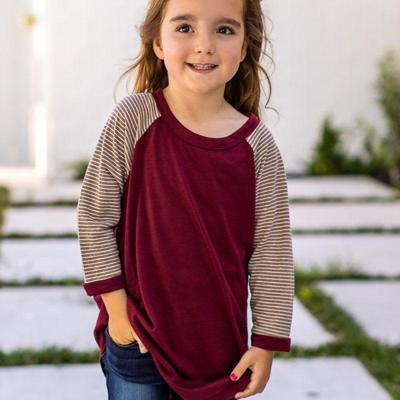 Southern Grace Girl's Maroon Striped Top