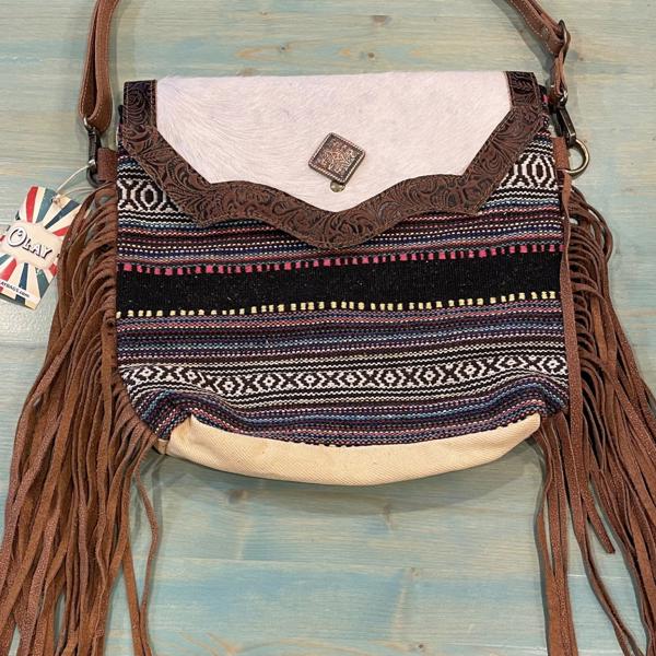 Olay LB116 Aztec Hair on Hide Leather Crossbody Purse