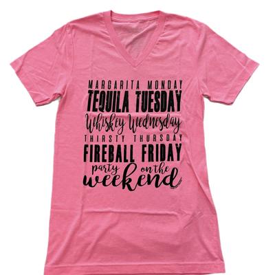 Texas True Threads Weekday Drinks V-Neck Tee, Pink