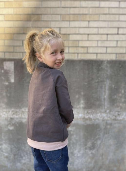 Ampersand Kid’s Side Zip Pullover, Charcoal & Dusty Mauve