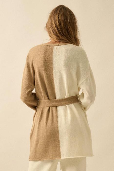 Promesa Promise the Label Colorblock Belted Cardigan