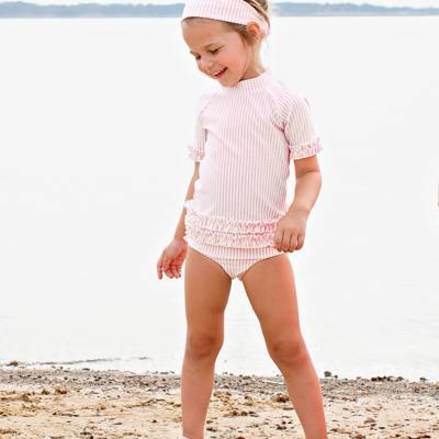 Ruggedbutts Baby Pink Seersucker Swimwear Headband