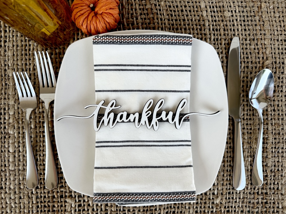 Wooden Thanksgiving Place Setting Words