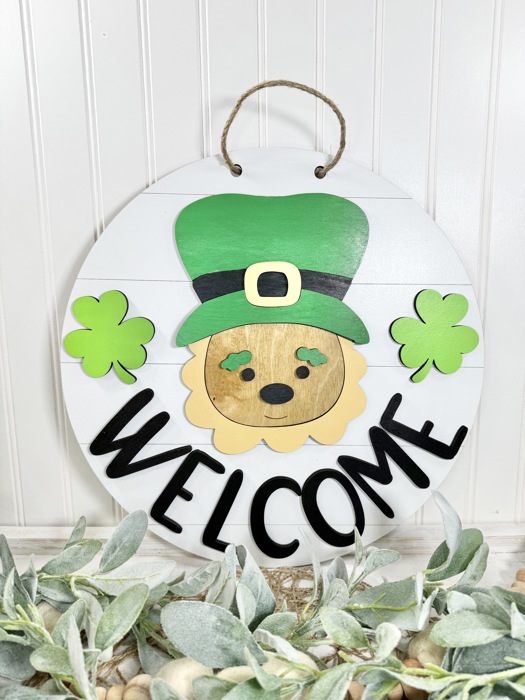 Saint Patrick's Day Front Door Decor, Welcome, St. Patty's Day Front Door Sign, Leprechaun Door Hanger, Saint Patrick's Day Door Wreath