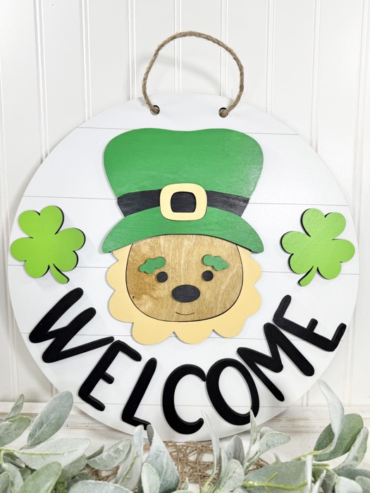 Saint Patrick's Day Front Door Decor, Welcome, St. Patty's Day Front Door Sign, Leprechaun Door Hanger, Saint Patrick's Day Door Wreath