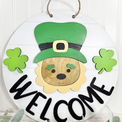 Saint Patrick's Day Front Door Decor, Welcome, St. Patty's Day Front Door Sign, Leprechaun Door Hanger, Saint Patrick's Day Door Wreath