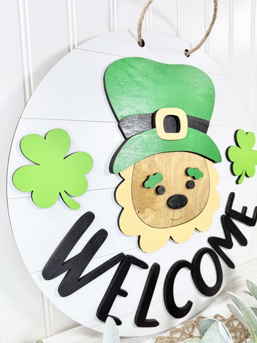 Saint Patrick's Day Front Door Decor, Welcome, St. Patty's Day Front Door Sign, Leprechaun Door Hanger, Saint Patrick's Day Door Wreath