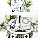  Faith Tier Tray Decor, Religious Tier Tray, Tiered Tray Signs, Church Signs, Church Decor, Religious Decor, Easter Tier Tray