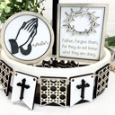  Faith Tier Tray Decor, Religious Tier Tray, Tiered Tray Signs, Church Signs, Church Decor, Religious Decor, Easter Tier Tray