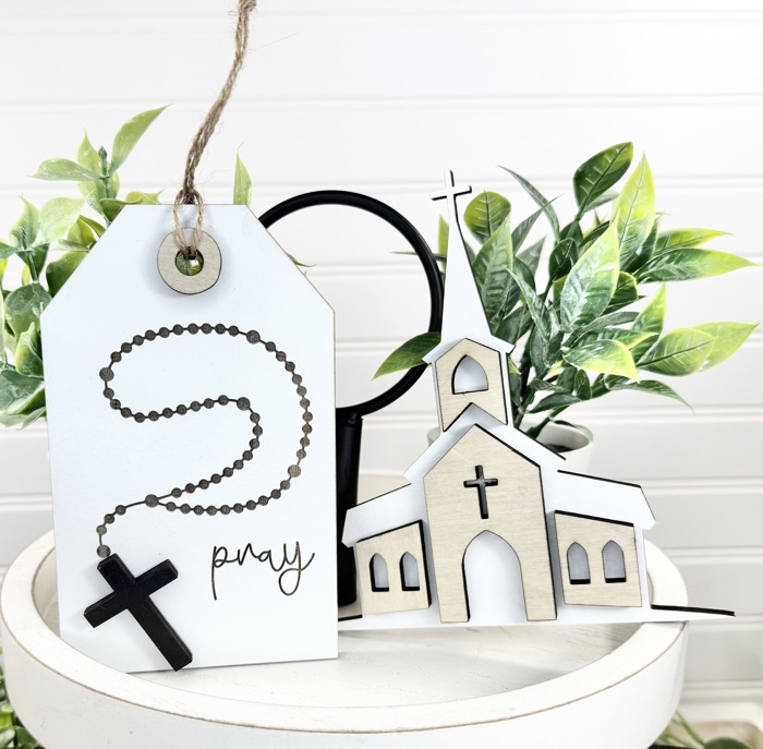 Faith Tier Tray Decor, Religious Tier Tray, Tiered Tray Signs, Church Signs, Church Decor, Religious Decor, Easter Tier Tray