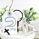  Faith Tier Tray Decor, Religious Tier Tray, Tiered Tray Signs, Church Signs, Church Decor, Religious Decor, Easter Tier Tray