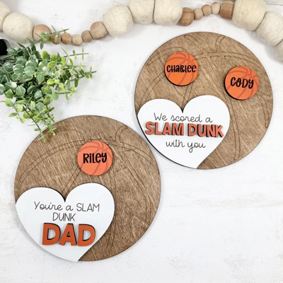Father’s Day Basketball Sign, Personalized Gifts for Dad from Kids, Father's Day gift, We Scored a Slam Dunk Basketball Sign For Dad