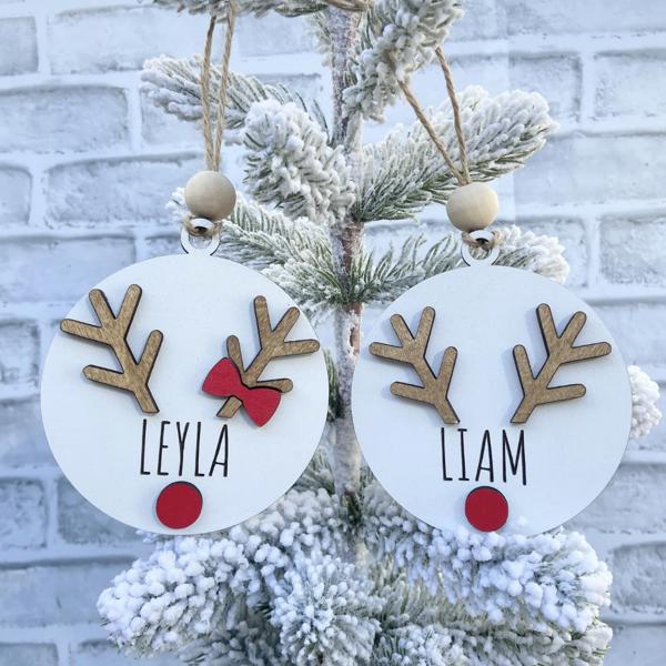 Personalized Boy/Girl Reindeer Ornament