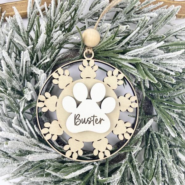 Personalized Dog Name Ornament, Pet Christmas Tree Ornament