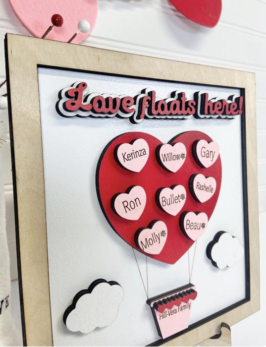 Personalized Valentines Family Name Signs, Valentines Day Decor