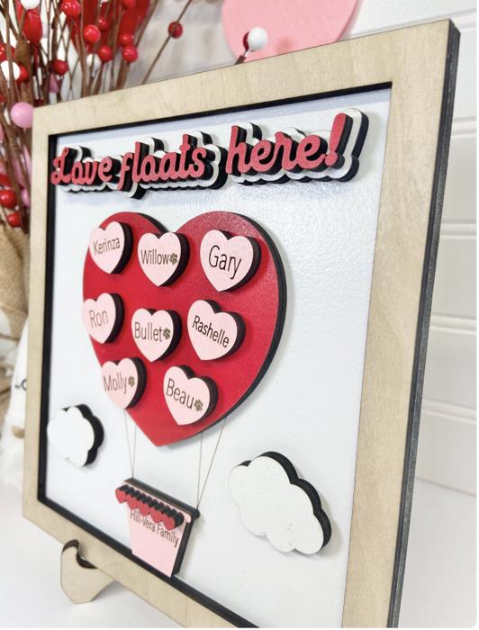 Personalized Valentines Family Name Signs, Valentines Day Decor