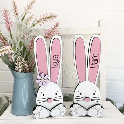 Personalized Easter Bunny, Bunny Shelf Sitter, Holiday Decor, Easter/Spring Decorations, Wooden Bunny, Personalized Easter Bunny Family