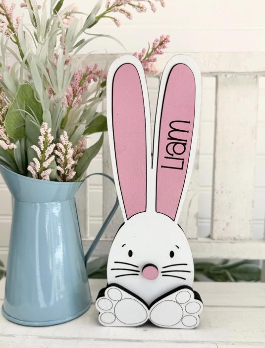 Personalized Easter Bunny, Bunny Shelf Sitter, Holiday Decor, Easter/Spring Decorations, Wooden Bunny, Personalized Easter Bunny Family