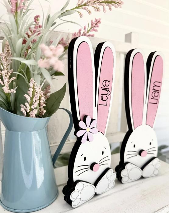 Personalized Easter Bunny, Bunny Shelf Sitter, Holiday Decor, Easter/Spring Decorations, Wooden Bunny, Personalized Easter Bunny Family