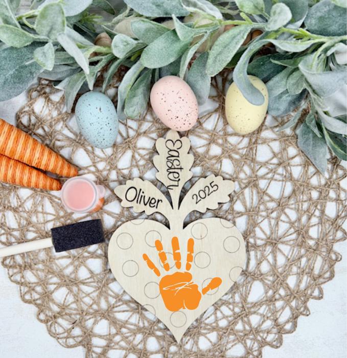 Easter Handprint Craft, Easter Keepsake, Handprint Gift, Personalized Easter, Easter Handprints, Easter DIY Kids Craft, Easter Carrot DIY