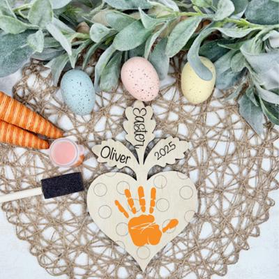 Easter Handprint Craft, Easter Keepsake, Handprint Gift, Personalized Easter, Easter Handprints, Easter DIY Kids Craft, Easter Carrot DIY