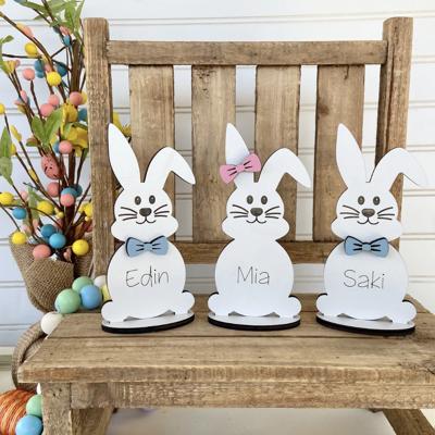 Personalized Easter Bunny, Bunny Shelf Sitter,  Easter Decorations, Wooden Bunny, Personalized Easter Bunny Family