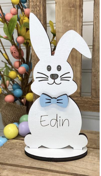 Personalized Easter Bunny, Bunny Shelf Sitter,  Easter Decorations, Wooden Bunny, Personalized Easter Bunny Family