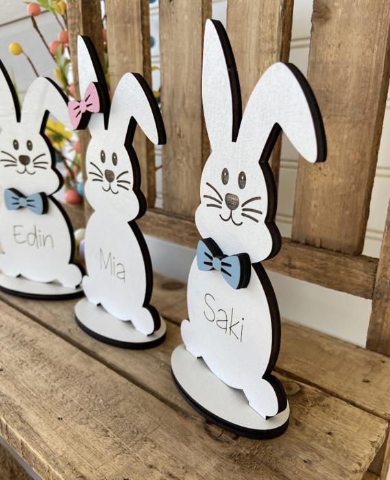 Personalized Easter Bunny, Bunny Shelf Sitter,  Easter Decorations, Wooden Bunny, Personalized Easter Bunny Family