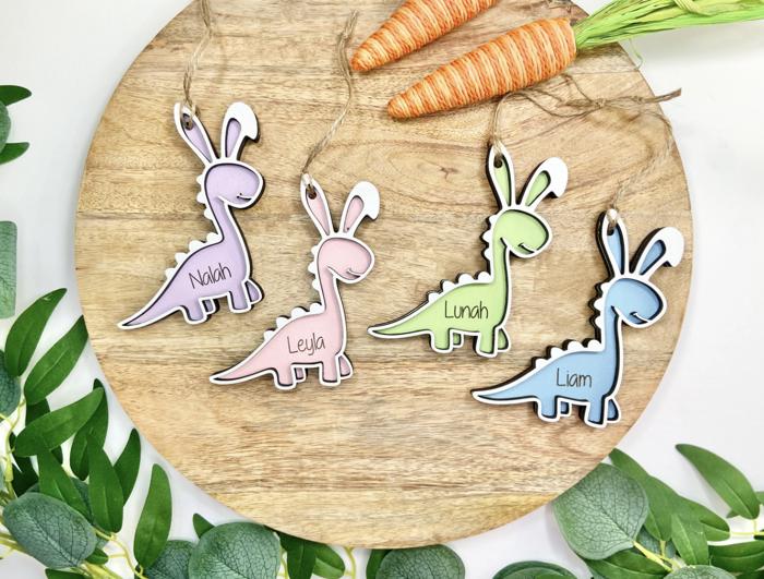 Personalized Easter Dinosaur bunny basket tag, Easter Basket Tag, Dinosaur bunny Tag, Easter, Dino Easter Tag